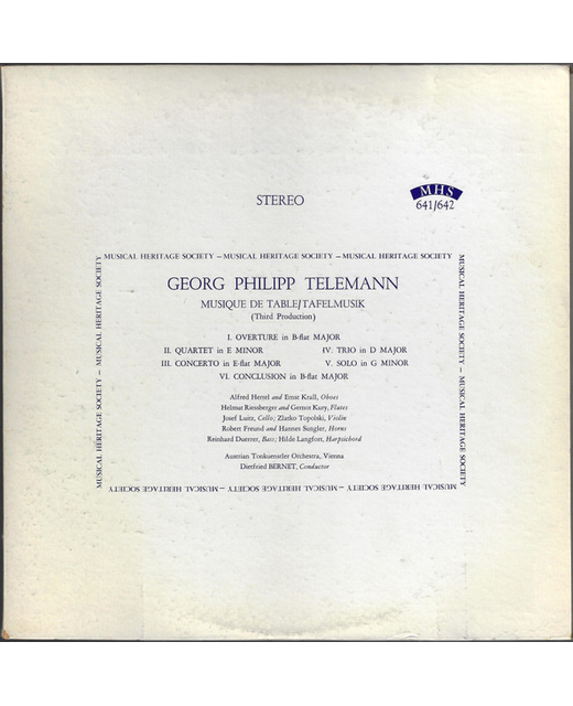 Georg Philipp Telemann – Musique De Table, Tafelmusik (Third Production)