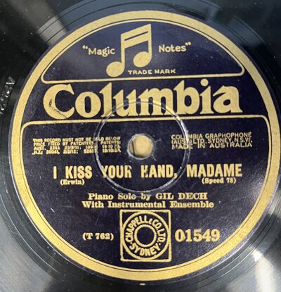 Gil Dech – I Kiss Your Hand, Madame / The Wedding Of The Painted Doll-10"-Tron Records