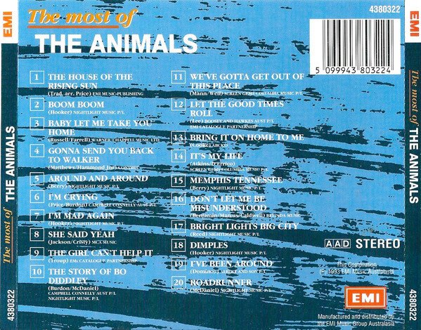 The Animals - The Most Of The Animals - Tron Records | CDs - The Animals Rock Classic Rock () The Animals - The Most Of The Animals - Tron Records | CDs - The Animals Rock Classic Rock ()