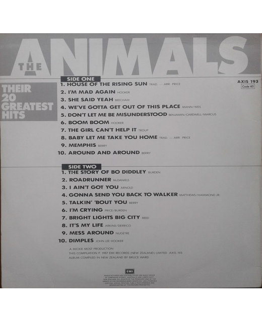The Animals - Their20 Greatest Hits - Tron Records | Vinyl LP - The Animals Rock Classic The Animals - Their20 Greatest Hits - Tron Records | Vinyl LP - The Animals Rock Classic