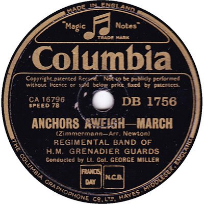 Regimental Band Of H.M. Grenadier Guards - Anchors Aweigh / Liberty Bell (10")-10"-Tron Records